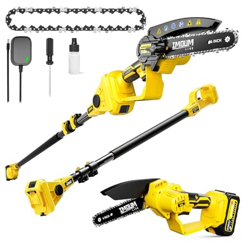 Cordless Pole Saw & Mini Chainsaw, 21V 3.0Ah Battery Powered 6 Inch Electric Pole Chainsaw, 6.6 LB Lightweight, 15.2-Foot MAX Reach Pole Saw