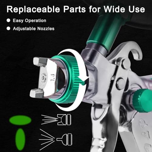 Green HVLP Paint Sprayer with Nozzles & Mixing Cups for Automotive and House Painting