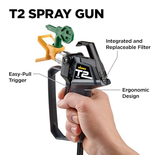 Wagner Control Pro 130 T2 Gun Airless Paint Sprayer, High Efficiency Yellow
