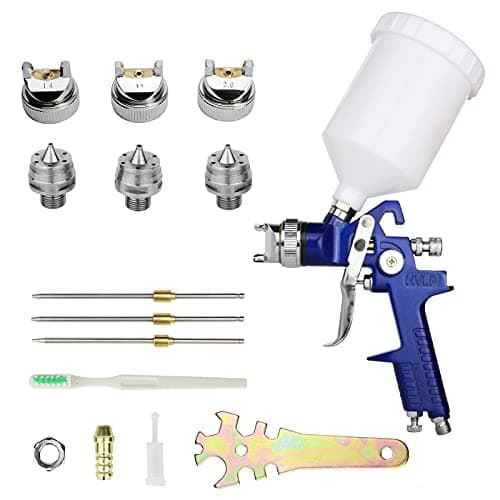 HVLP Spray Gun Kit with 1.4mm, 1.7mm, 2.0mm Nozzles for Car & Furniture Painting