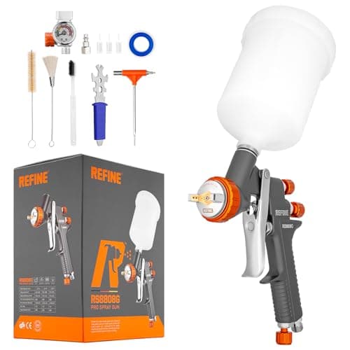 Professional REFINE Air Spray Gun for Automotive and Home Painting with Pressure Gauge