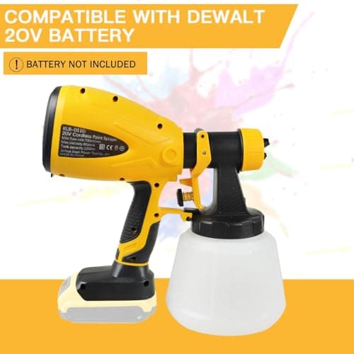 De-Walt 20V MAX Paint Sprayer Gun, 1200ml Capacity, 4 Nozzles, Easy Clean