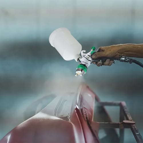 Green HVLP Paint Sprayer with Nozzles & Mixing Cups for Automotive and House Painting