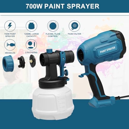 700W HVLP Paint Sprayer with 4 Nozzles for Home & Garden Projects