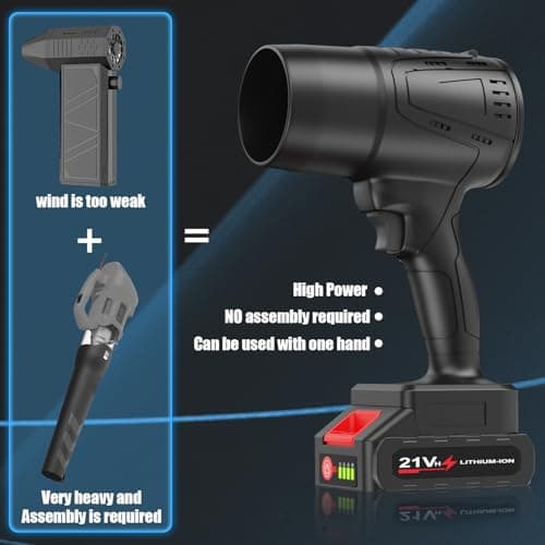 Cordless 21V Leaf Blower, 2-Pack Battery, Perfect for Lawn and Patio Care