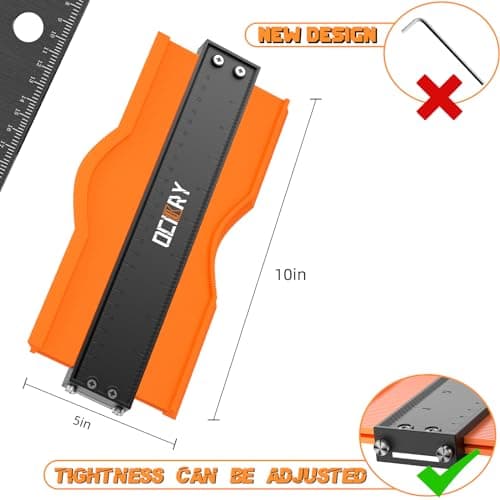 Adjustable 10" Lock Contour Gauge, Woodworking Tool, Gifts for Men (Orange)