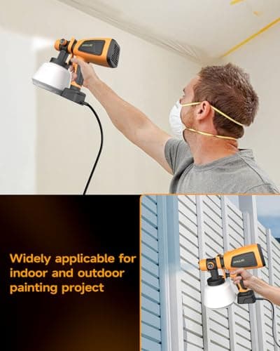 700W Power Electric Paint Sprayer, 1000ml Capacity, 5 Nozzles, 3 Patterns, Yellow