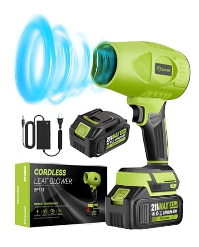 Saker Cordless Leaf Blower 180000 RPM Turbo Jet for Patio & Camping Green
