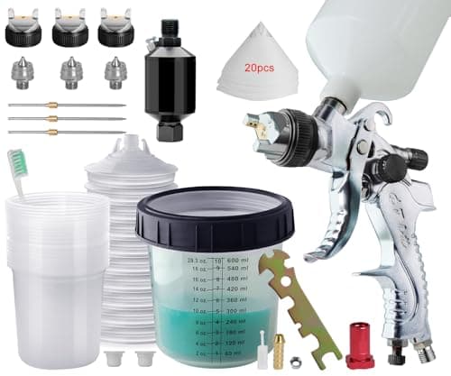 Green HVLP Paint Sprayer with Nozzles & Mixing Cups for Automotive and House Painting