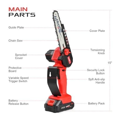 Mini Cordless Electric Chainsaw, 6" Portable Handheld for Wood Cutting & Trimming-Battery Powered