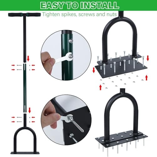 YOFIT 3-in-1 Manual Lawn Aerator with Spikes and Soil Tray
