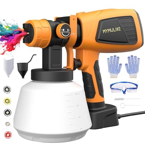 700W Power Electric Paint Sprayer, 1000ml Capacity, 5 Nozzles, 3 Patterns, Yellow