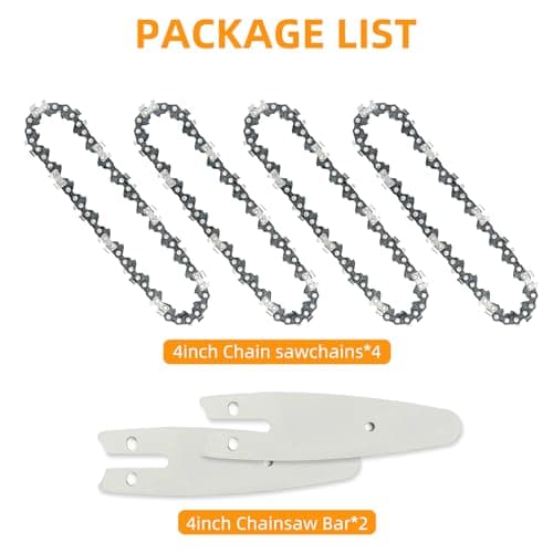 4 Inch Mini Chainsaw Chain and Bar Set for Cordless Pruner [4Chains + 2Bars]