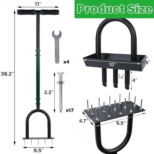 YOFIT 3-in-1 Manual Lawn Aerator with Spikes and Soil Tray