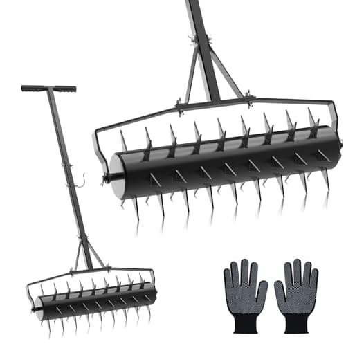 Seeutek 18-Inch Heavy Duty Lawn Aerator, 3-Height Adjustable Spikeserd Garden Tool