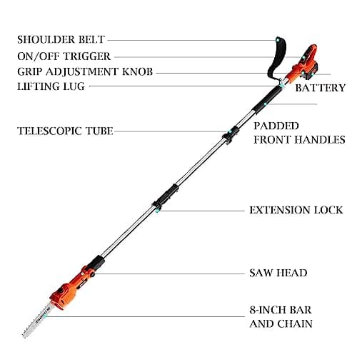 Ukoke 40V 8-Inch Cordless Pole Saw with 2.0Ah Battery & Charger - Easy Tree Trimming!