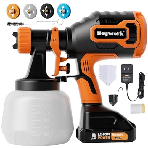 21V Cordless Paint Sprayer with 3 Modes & 4 Nozzles for House Painting