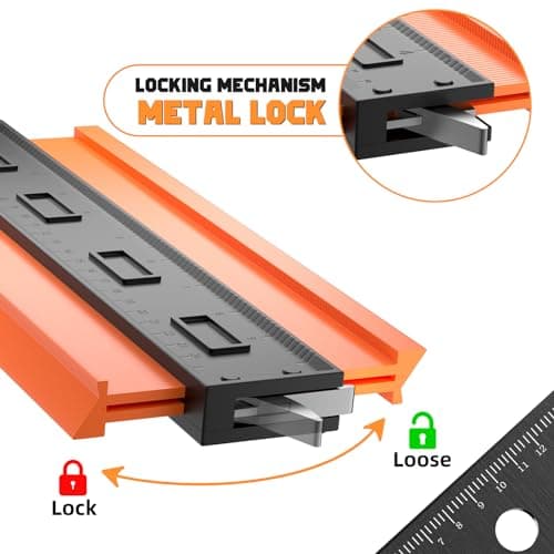 Adjustable 10" Lock Contour Gauge, Woodworking Tool, Gifts for Men (Orange)
