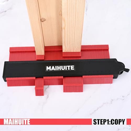 10" Adjustable Lock Contour Duplication Gauge, Precise Irregular Tracing Tool for DIY Handymen, Construction (RED)