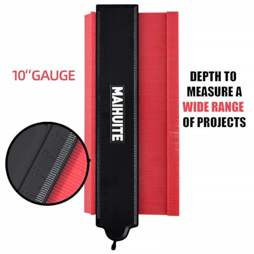 10" Adjustable Lock Contour Duplication Gauge, Precise Irregular Tracing Tool for DIY Handymen, Construction (RED)