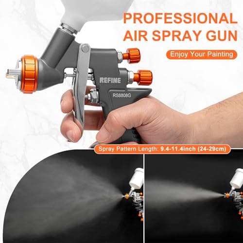Professional REFINE Air Spray Gun for Automotive and Home Painting with Pressure Gauge