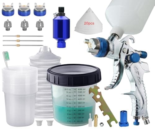 Green HVLP Paint Sprayer with Nozzles & Mixing Cups for Automotive and House Painting