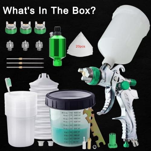 Green HVLP Paint Sprayer with Nozzles & Mixing Cups for Automotive and House Painting