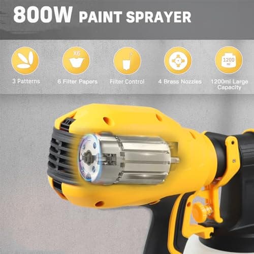 De-Walt 20V MAX Paint Sprayer Gun, 1200ml Capacity, 4 Nozzles, Easy Clean