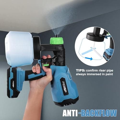 Cordless HVLP Paint Sprayer with 2 Batteries, 3 Nozzles, 1000ML Container for Home & Auto