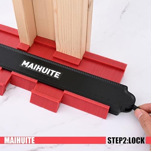 10" Adjustable Lock Contour Duplication Gauge, Precise Irregular Tracing Tool for DIY Handymen, Construction (RED)