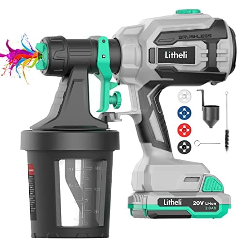 LiTHELi HVLP Paint Sprayer with Brushless Motor, 20V Cordless Paint Gun for Home and Car