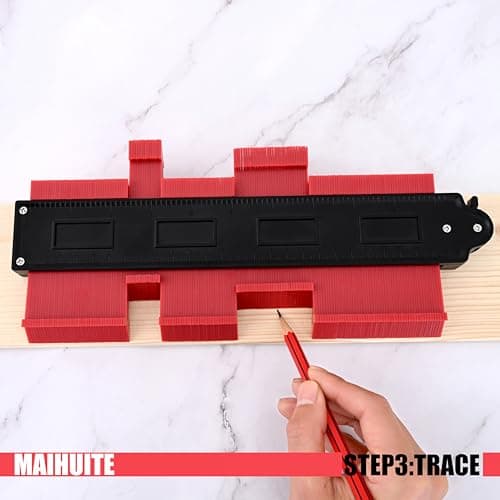 10" Adjustable Lock Contour Duplication Gauge, Precise Irregular Tracing Tool for DIY Handymen, Construction (RED)