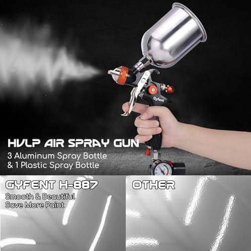 HVLP Spray Paint Gun Set with 3 Nozzles & 4 Kettles for Car & Furniture Painting