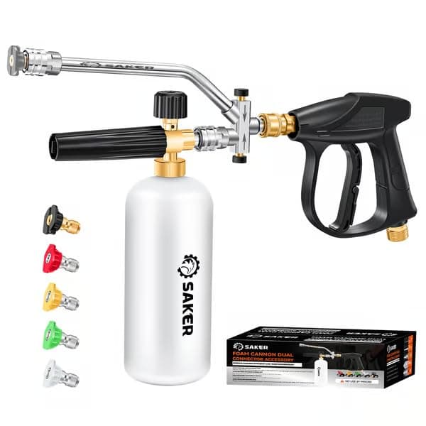 Saker SakerPlus Foam Cannon Dual Connector Pressure Washer Gun with 5 Nozzles