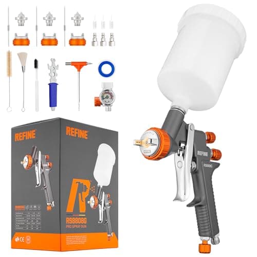 Professional REFINE Air Spray Gun for Automotive and Home Painting with Pressure Gauge