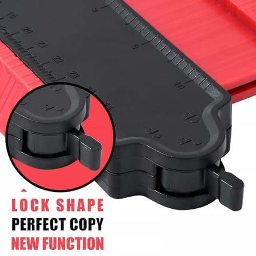 10" Adjustable Lock Contour Duplication Gauge, Precise Irregular Tracing Tool for DIY Handymen, Construction (RED)