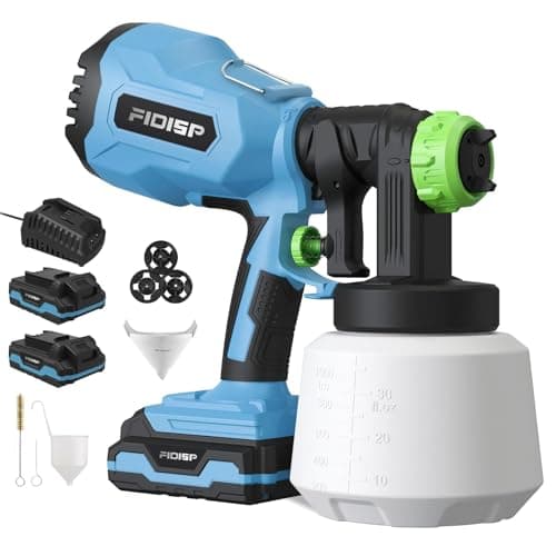 Cordless HVLP Paint Sprayer with 2 Batteries, 3 Nozzles, 1000ML Container for Home & Auto