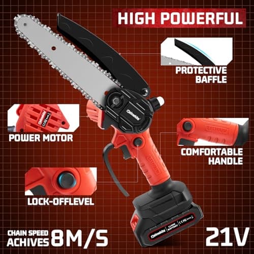 2025 Upgraded 4&6 Inch Cordless Mini Electric Chainsaw, Handheld Portable Wood Saw for Men Dad Husband