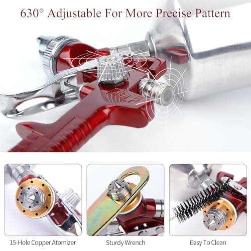 Automotive Gravity Feed Paint Gun Kit, 5 Nozzles 1.4mm-3.0mm, 1000cc Aluminum Cup