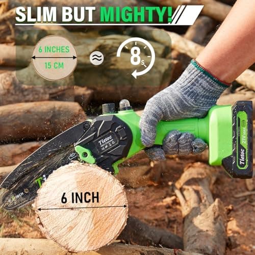 tietoc 6" Mini Chainsaw with 2 Batteries, Gifts for Men, Dad, Husband, Gardener