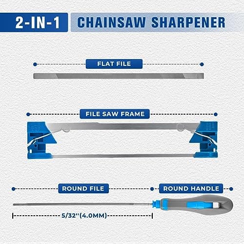 Easy File Chainsaw Sharpener for 3/8''LP Chains, 5/32'' File Diameter, Tool for 4''-6'' Mini Chainsaws