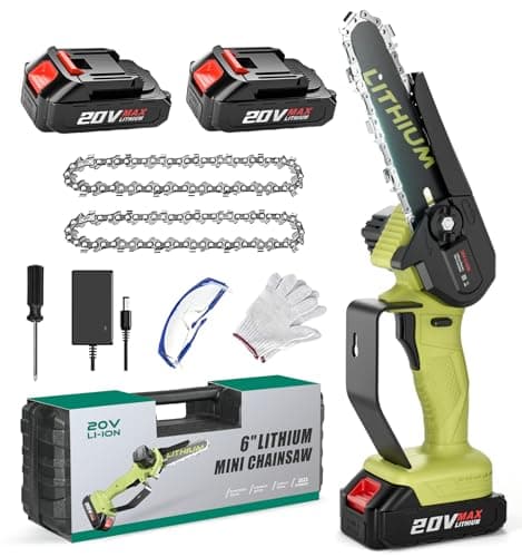 2-Battery Mini Electric Chainsaw 6-Inch Portable for Wood Cutting