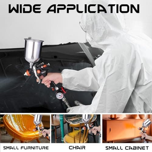 HVLP Spray Paint Gun Set with 3 Nozzles & 4 Kettles for Car & Furniture Painting