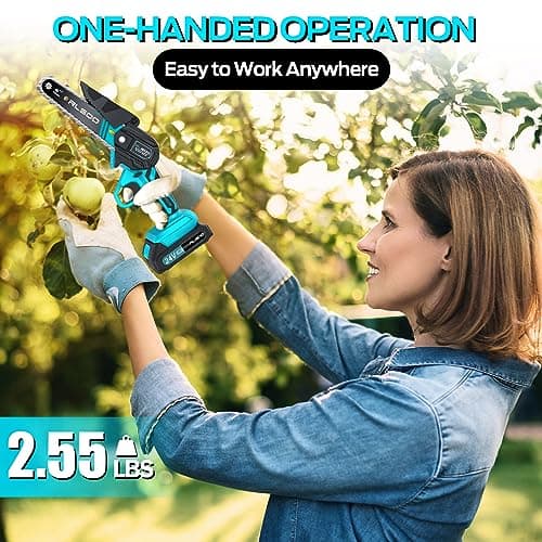 2 Battery Cordless Mini Chainsaw for Tree Trimming & Wood Cutting