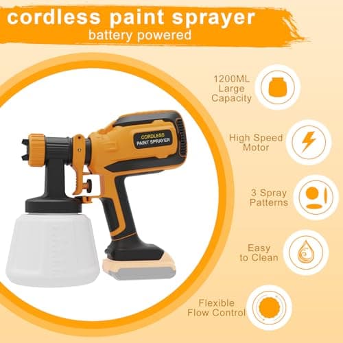 Dewalt 20V Cordless Paint Sprayer, 1200ML Container, 3 Patterns