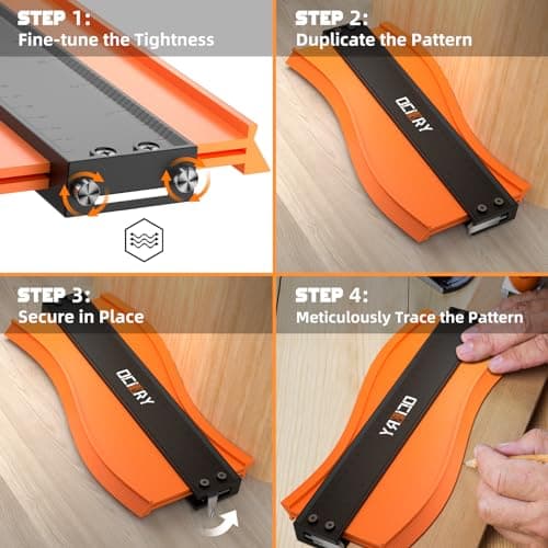 Adjustable 10" Lock Contour Gauge, Woodworking Tool, Gifts for Men (Orange)