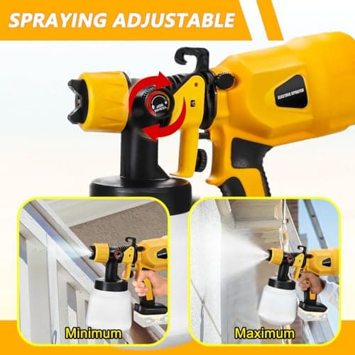 Cordless Paint Sprayer for DeWalt 20V MAX Battery, HVLP Spray Gun with 4 Nozzles and 3 Patterns, for House Painting, Interior and Exterior, Walls, Fence