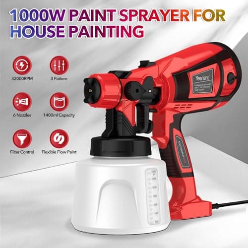 High Capacity 1000W Electric 32000RPM Paint Sprayer with 1400ml Tank