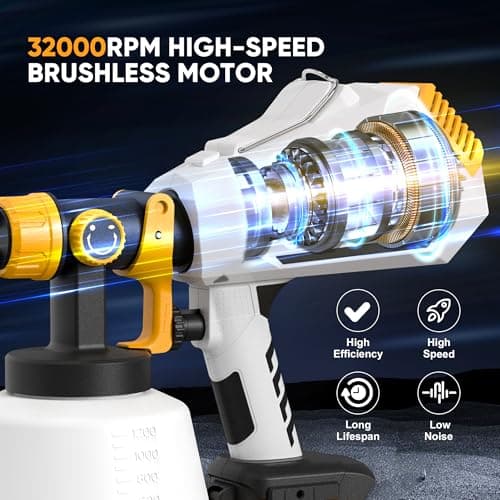 Dewalt 20V MAX Cordless Paint Sprayer, HVLP Brushless Motor, 1200ML Container