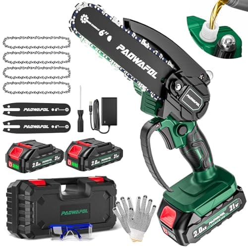 Cordless 6 Inch Mini Chainsaw with Automatic Oiler & 2PCS 21V Battery